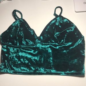 Velvet Green Tank/Crop Top Shein